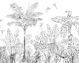 Papier peint jungle noir et blanc léopard