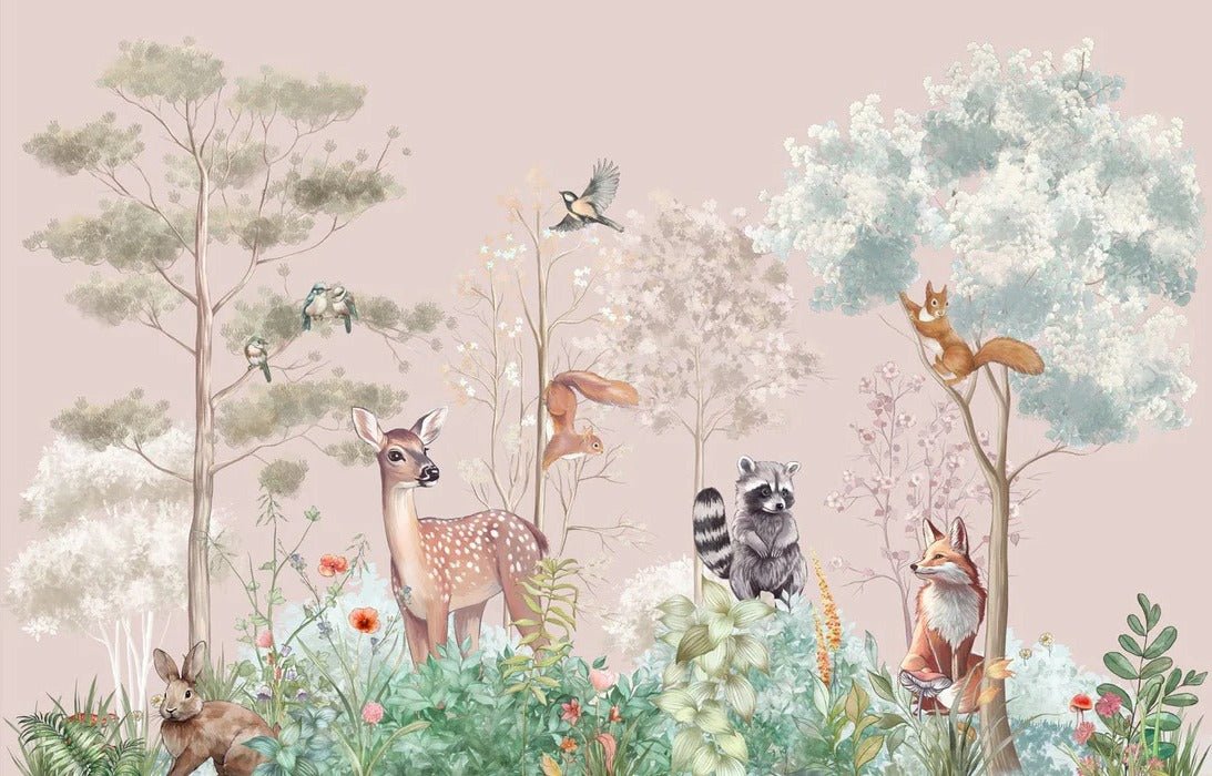 Papier peint chambre enfant nature magique rose