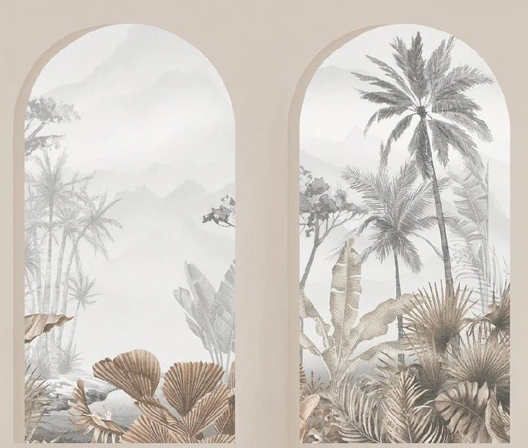 Papier peint arches tropicales sépia