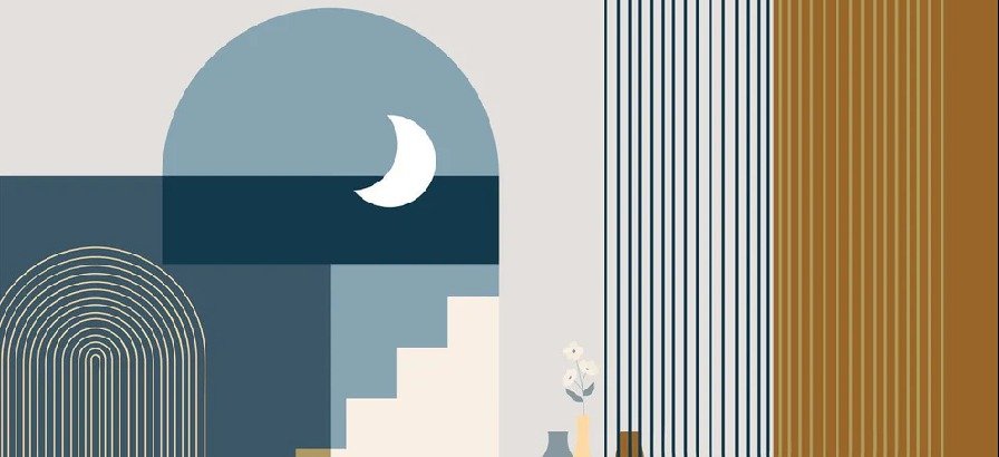 Papier peint arche bleu graphique