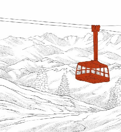 Papier peint La Plagne télécabine rouge