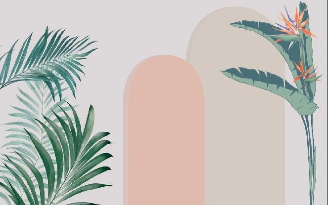 Papier peint chambre arches plantes