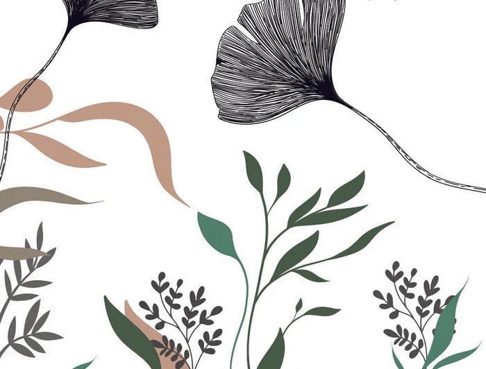 Papier peint ginkgo artiste floral