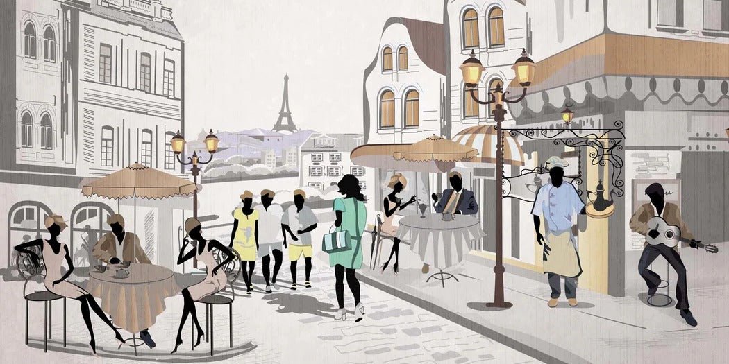 Papier peint français Paris café en terrasse