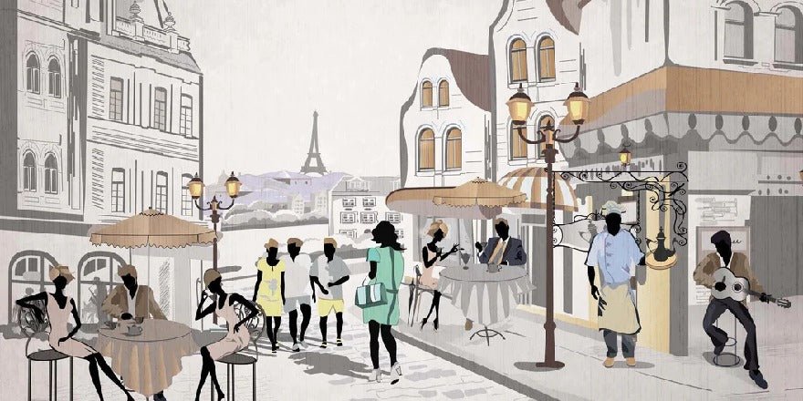 Papier peint français Paris café en terrasse