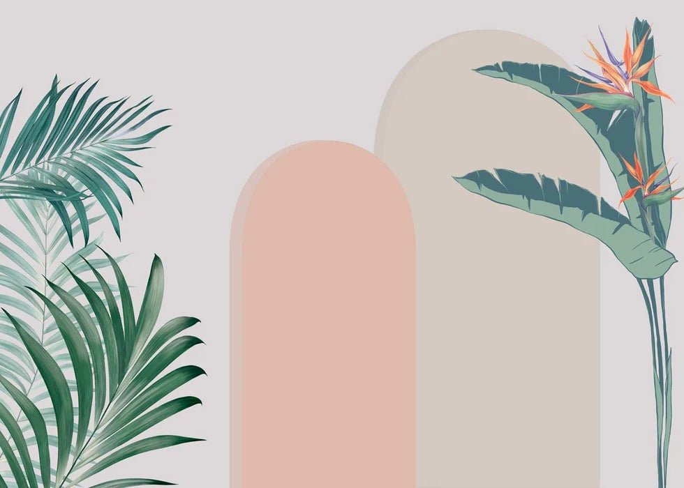 Papier peint chambre arches plantes