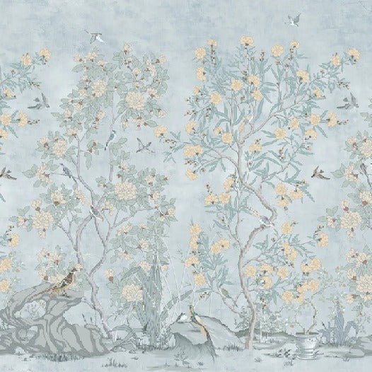 Papier peint chinoiserie garden bleu