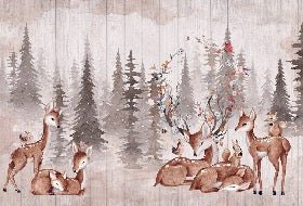 Papier peint chambre enfant douces biches