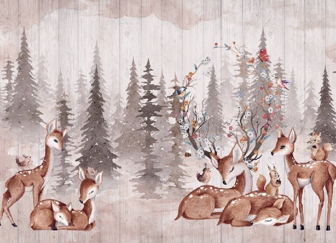 Papier peint chambre enfant douces biches
