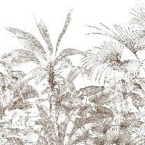 Papier peint tropical gravure monochrome