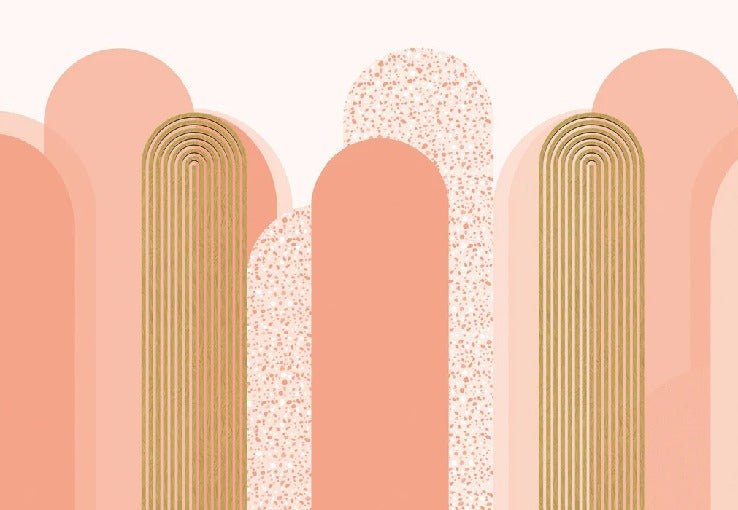 Papier peint Art déco graphique tendance rosé