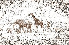 Papier peint jungle enfant monochrome