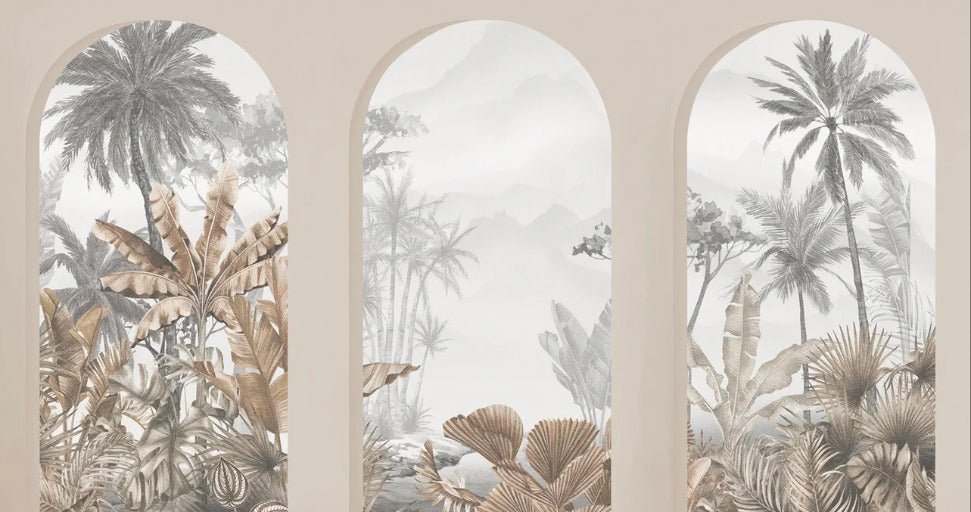 Papier peint arches tropicales sépia