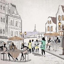 Papier peint français Paris café en terrasse