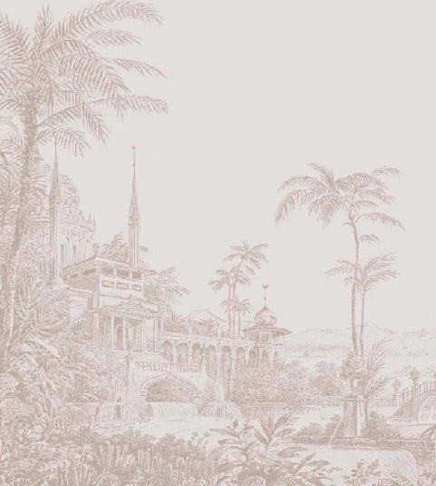 Papier peint jungle temple monochrome