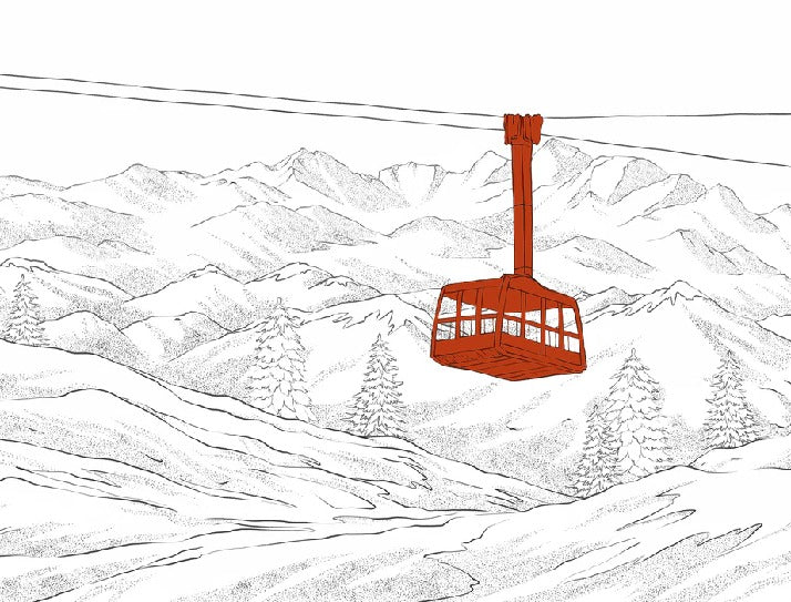 Papier peint La Plagne télécabine rouge