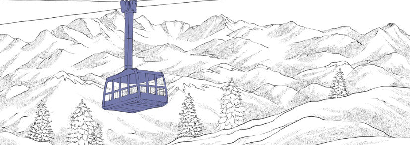 Papier peint La Plagne télécabine bleu