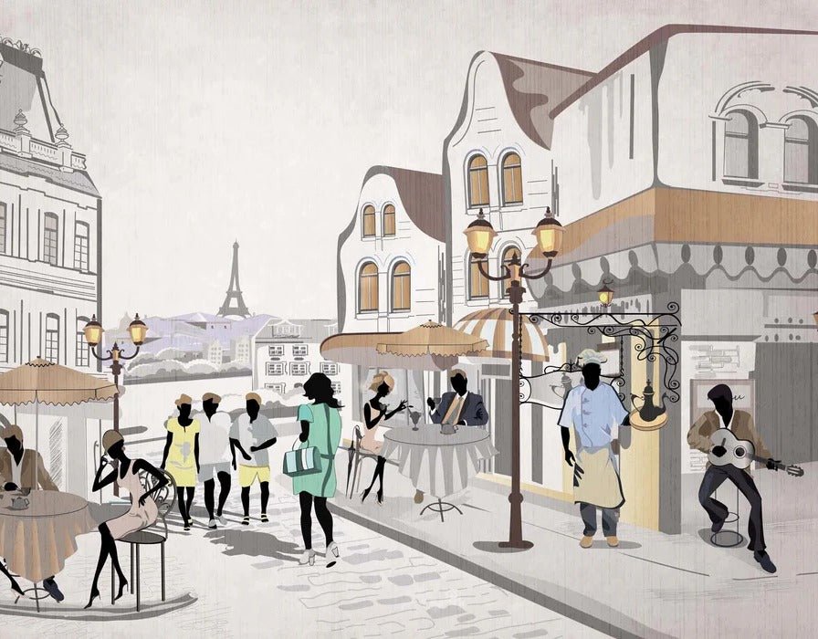 Papier peint français Paris café en terrasse