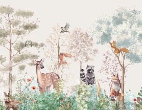 Papier peint chambre enfant nature magique beige