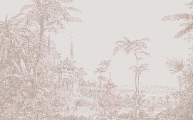 Papier peint jungle temple monochrome