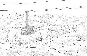 Papier peint La Plagne télécabine noir et blanc