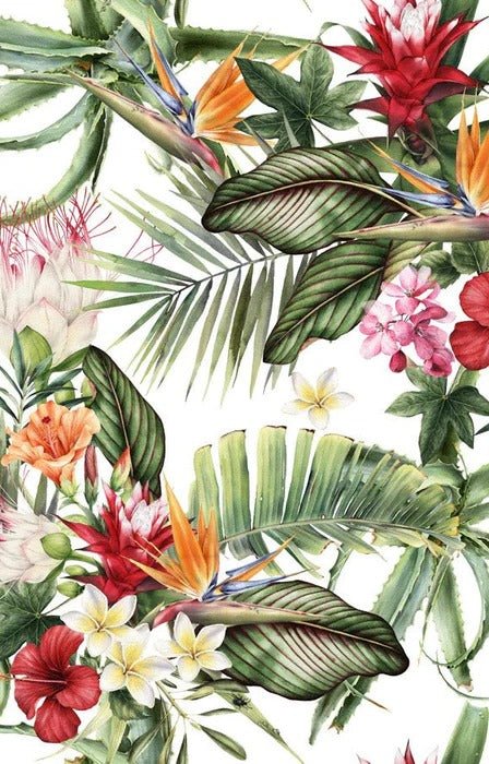 Papier peint tropical & Fleurs colorées