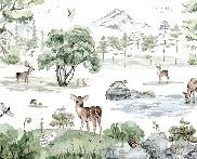 Papier peint animaux prairie enneigée