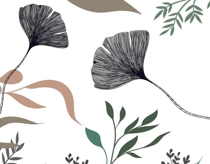 Papier peint ginkgo artiste floral