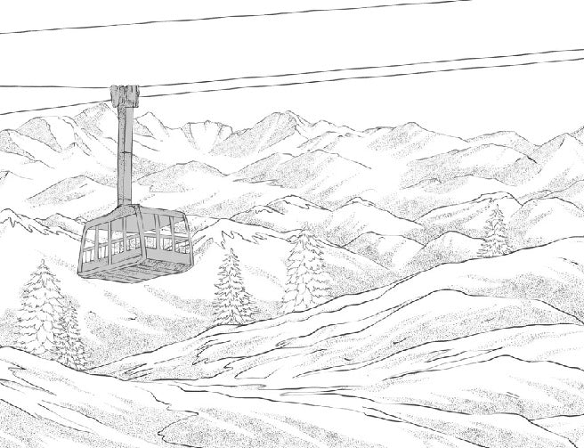Papier peint La Plagne télécabine noir et blanc