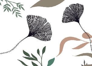 Papier peint ginkgo artiste floral