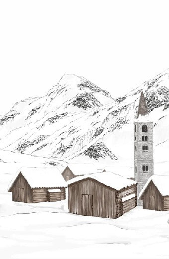 Papier peint village val d'Isère