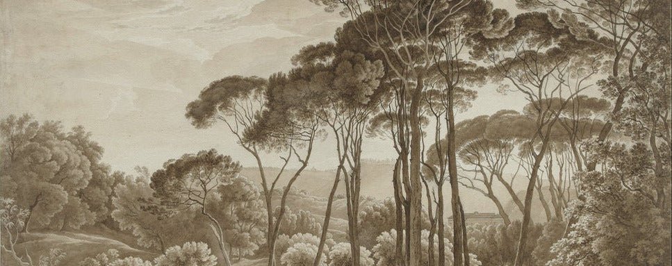 Papier peint hall paysage Italie ambré