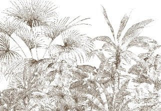Papier peint tropical gravure monochrome
