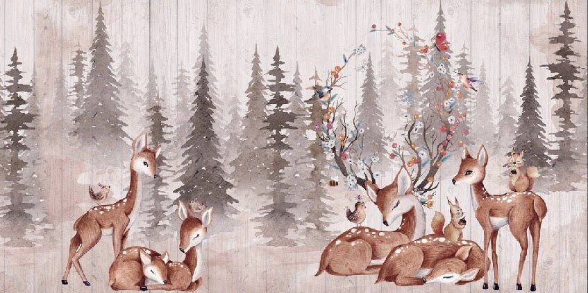 Papier peint chambre enfant douces biches