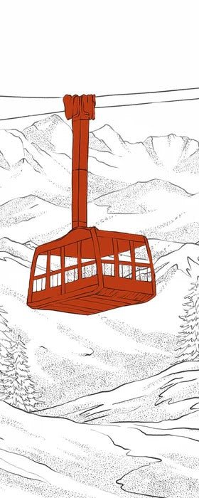 Papier peint La Plagne télécabine rouge