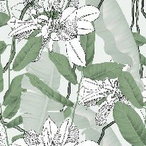 Papier peint toilette feuillage nature vert fleur NB