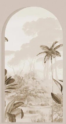 Papier peint arches luxuriantes sépia