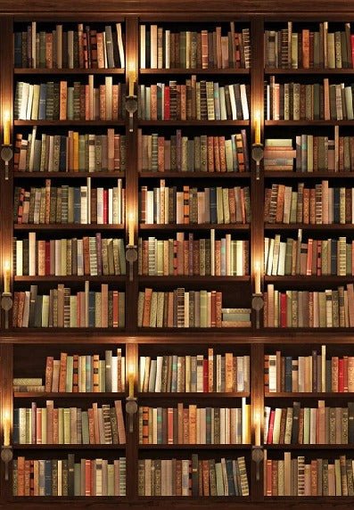 Papier peint trompe l'oeil Authentique Bibliothèque