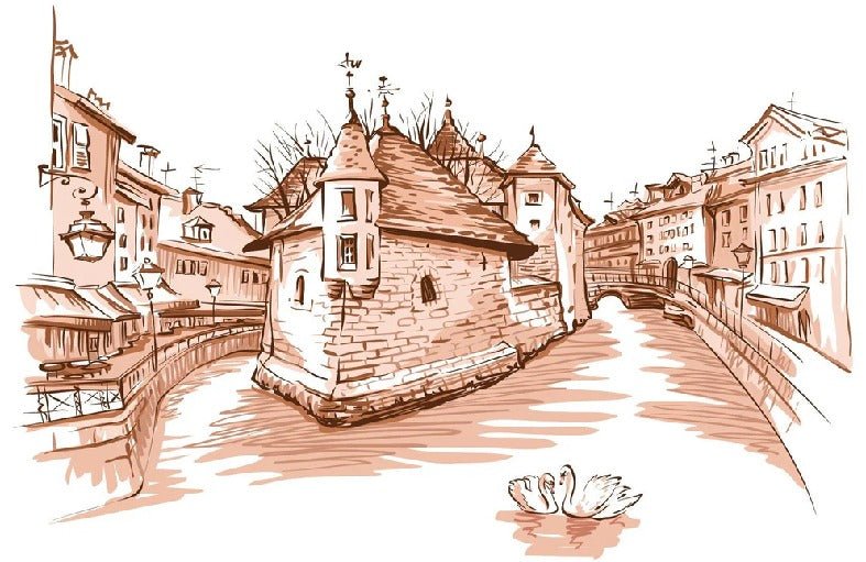 Papier peint Venise des Alpes terracotta