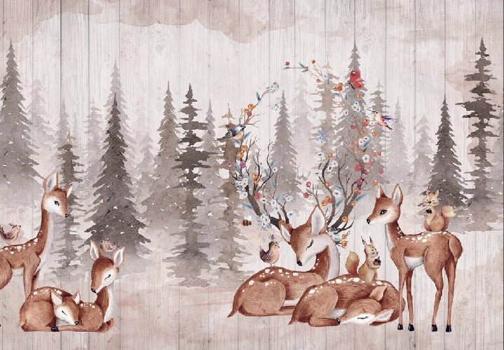 Papier peint chambre enfant douces biches