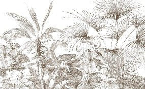 Papier peint tropical gravure monochrome