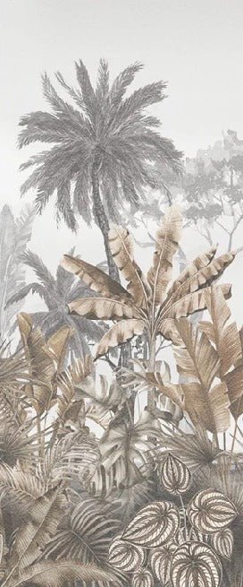 Papier peint wc tendance tropical sépia