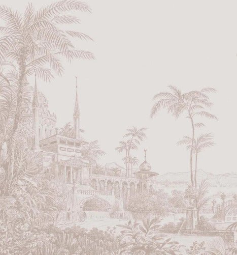 Papier peint jungle temple monochrome