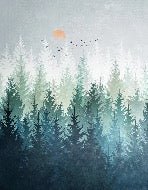 Papier peint forêt canadienne abstrait