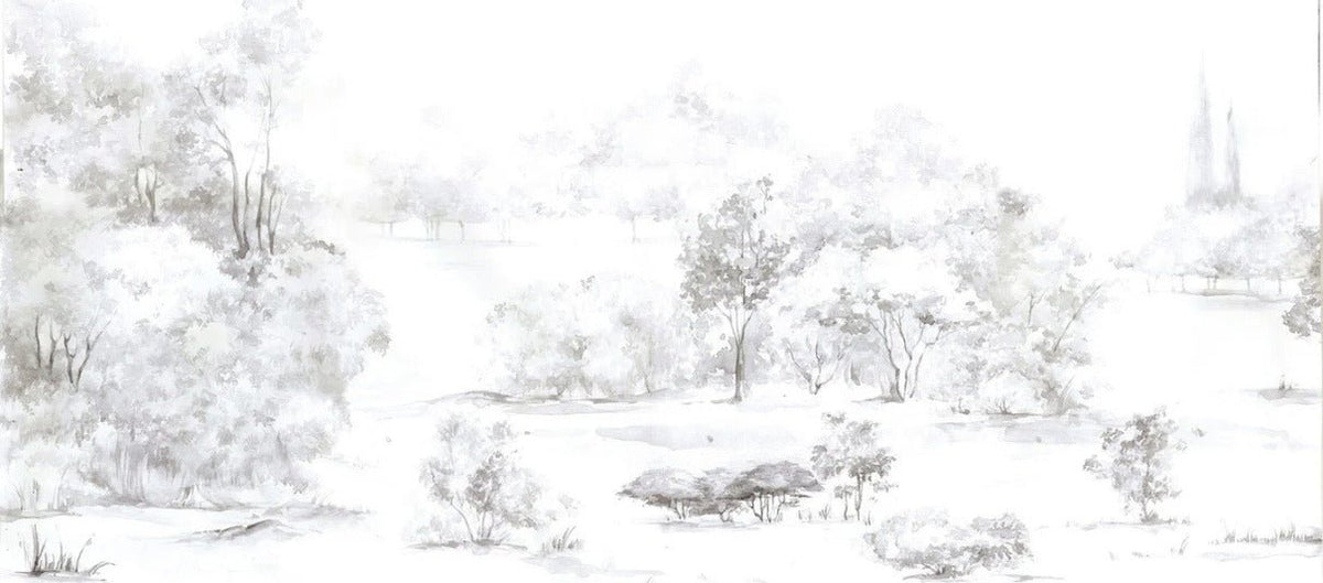 Papier peint forêt de pin aquarelle