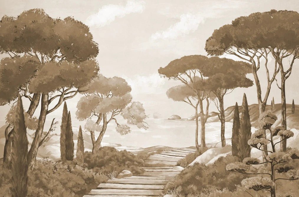 Papier peint balade dans les calanques monochrome