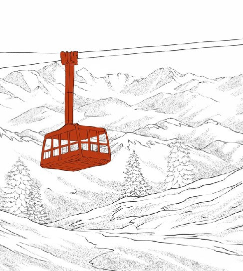 Papier peint La Plagne télécabine rouge