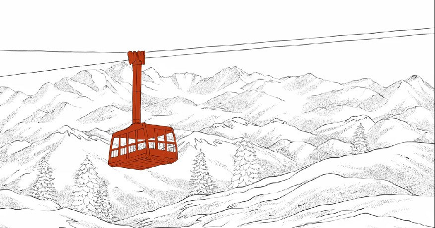 Papier peint La Plagne télécabine rouge