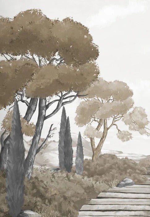 Papier peint balade dans les calanques brun