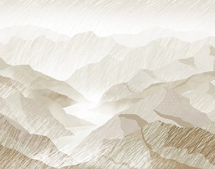 Papier peint illustration montagnes sépia